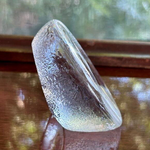 Vintage Clear Glass Cat Face Paperweight, Frosted Intaglio Kitty - Picture 7 of 12